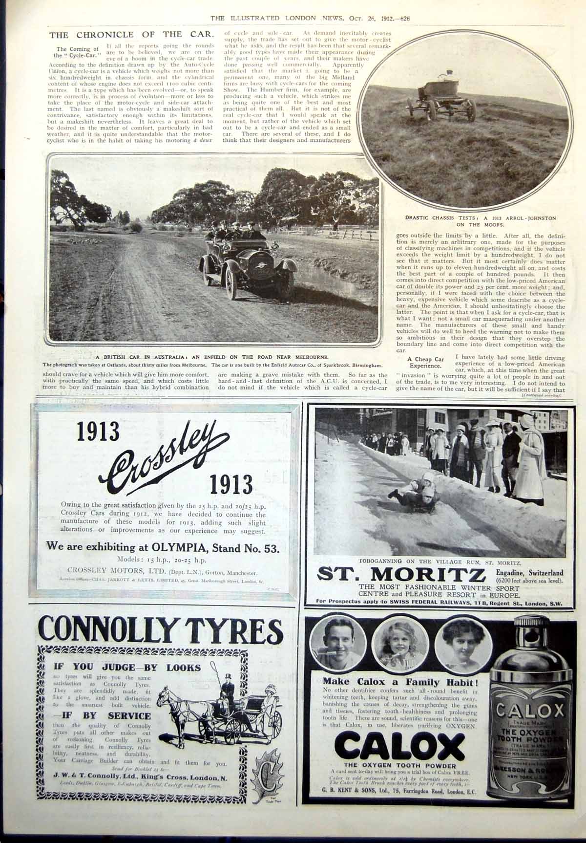 Old Chassis Tests Arrol Johnston Moors Enfield Car Road Melbourne 1912 20th