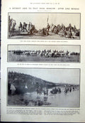 Old Print Retreating Turkish Infantry Across Bridge Lule Burgas Rout 1912 20th