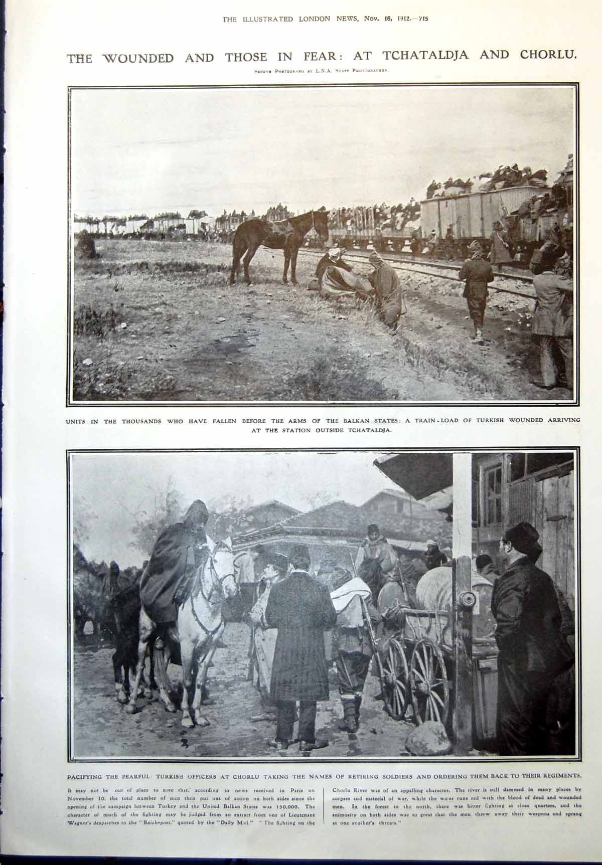 Old Print Turkish Wounded Retiring Siers Tchataldja Aeroplane Balkan War