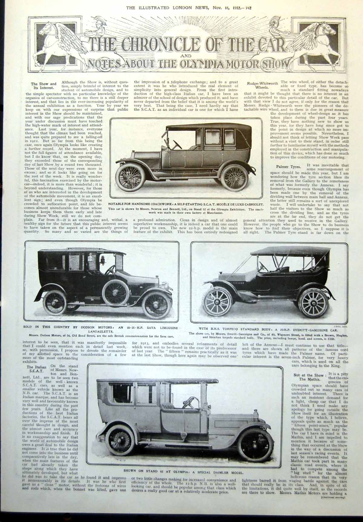 Old Print Olympia Motor Show Cabriolet Limousine Landaulette Daimler 1912 20th