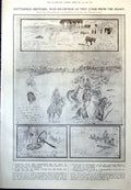 Old Print War Drawings Turks Battle Dartmouth Castle Mrs R Hamilton 1912 20th