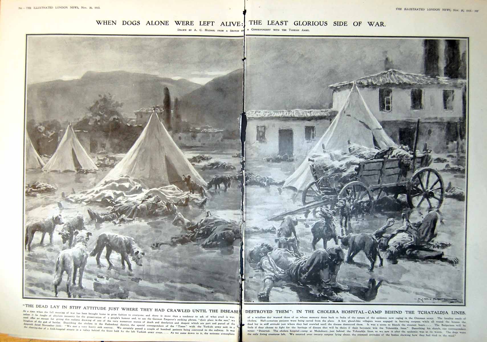 Old Turkish Success Tchataldja Lines Dead Cholera 1912 DamagedPages 20th