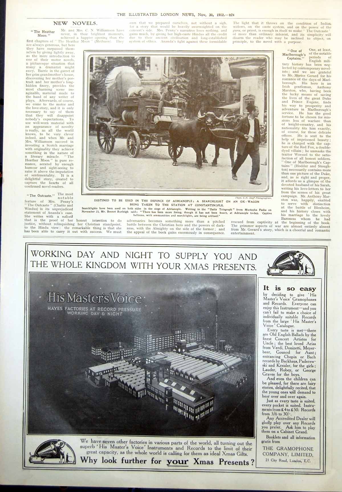 Old Defence Adrianople Searchlight Ox Wagon Station Constantinople1912 20th