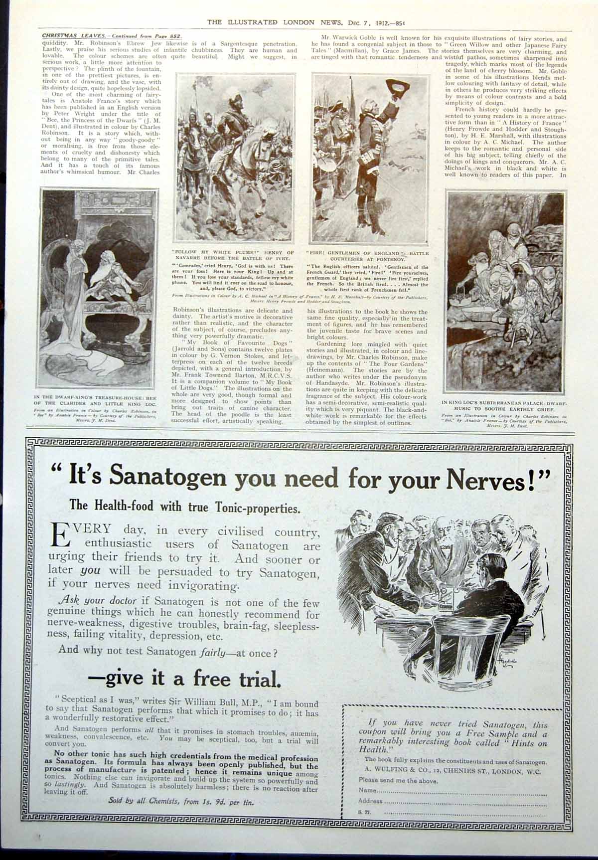 Antique Old Print Bee Clarides Little King Loc Henry Navarre Battle Ivry 1912