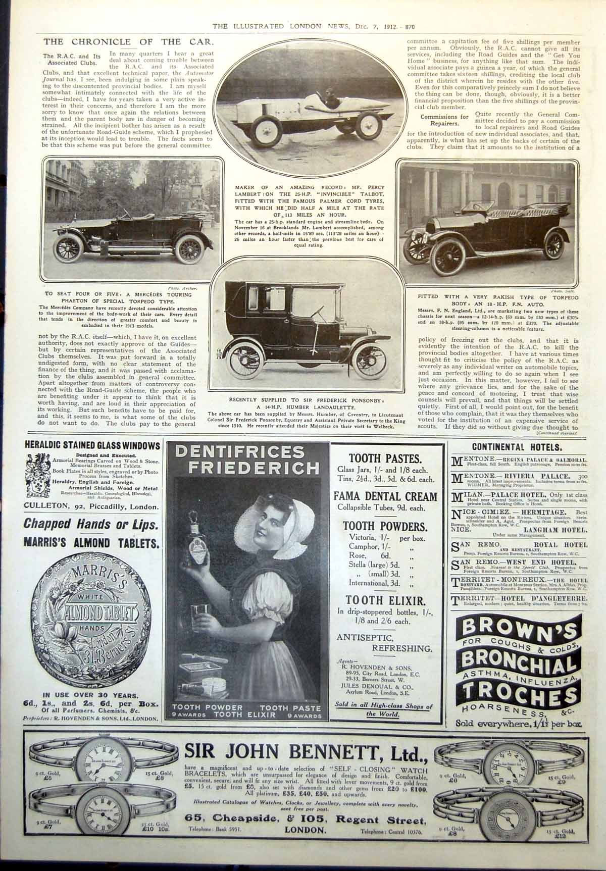 Old Percy Lambert Invincible Talbot Humber Laudaulette Mercedes 1912 20th