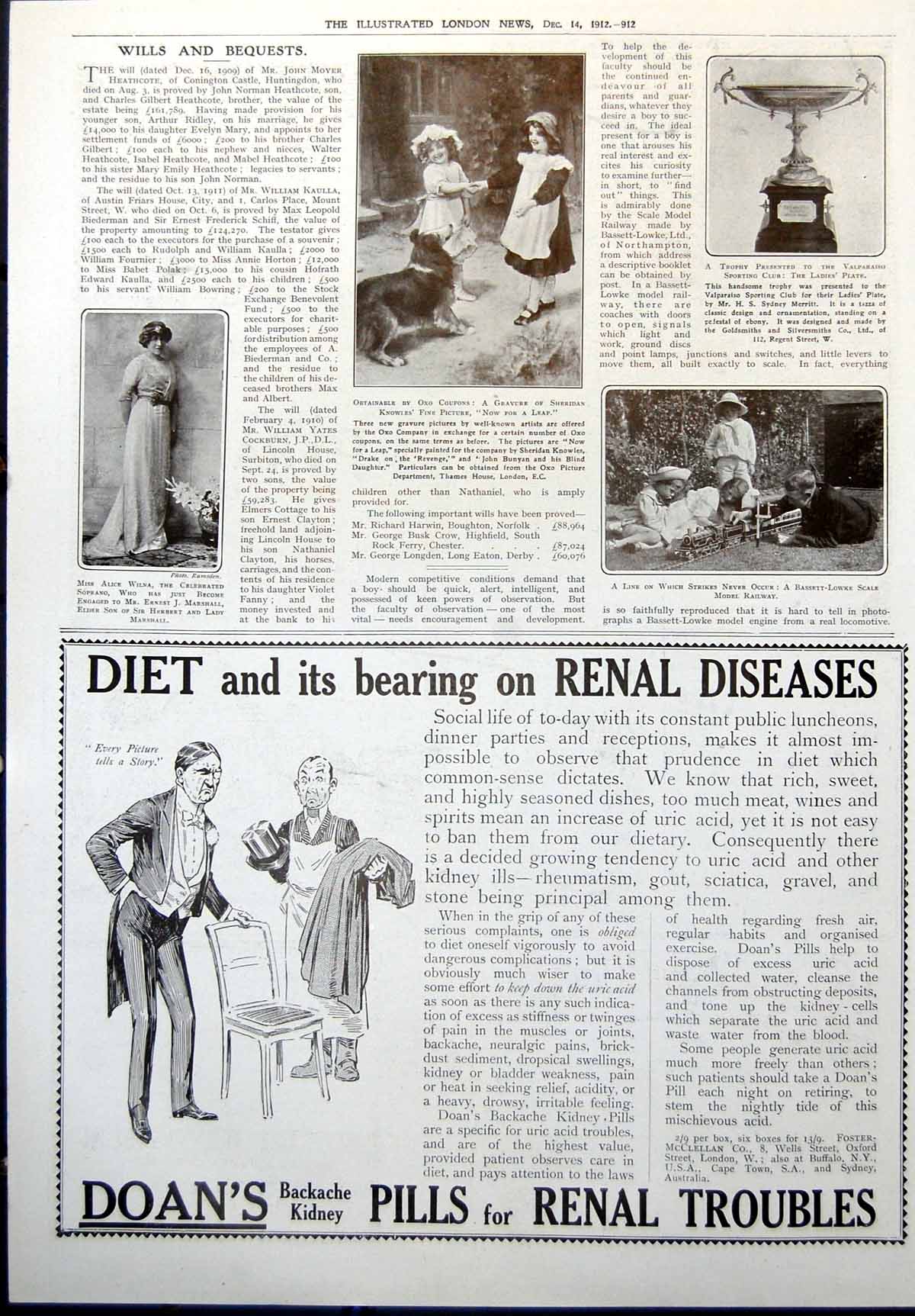 Old Print Alice Wilna Engaged E Marshall Bassett Lowke Model Railway 1912 20th