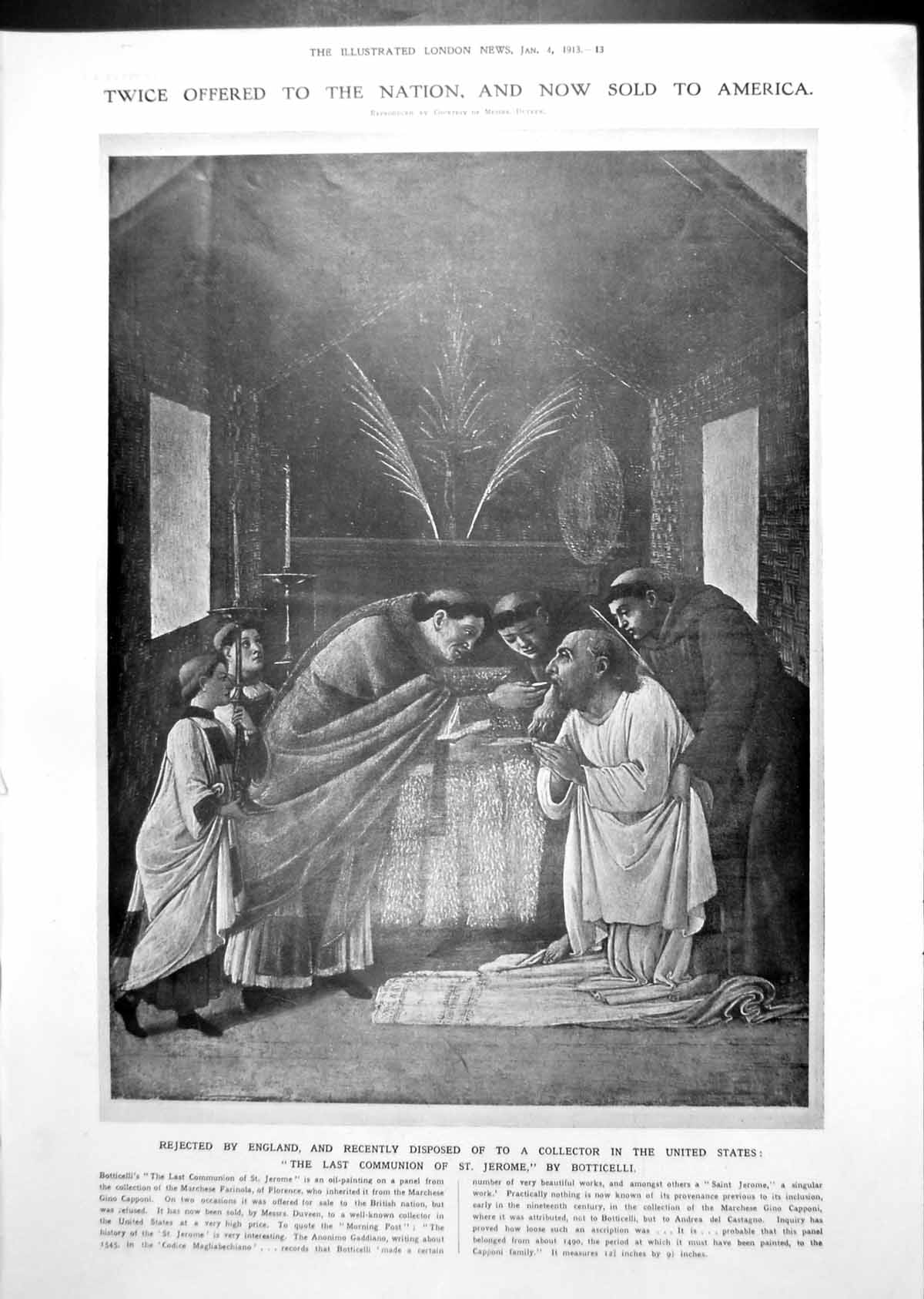 Old Botticelli Last Communion St Jerome Altitudes Attained Airmen 1913 0 20th