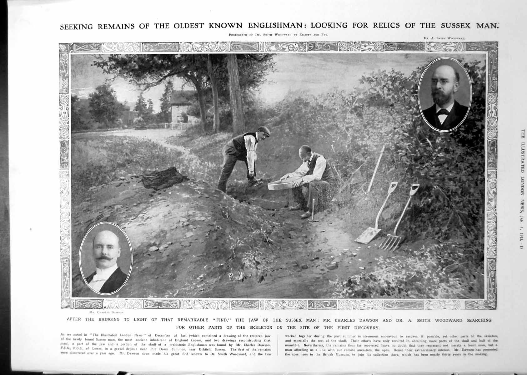 Old Excavating Further Remains Sussex Man Parsifal Illustrations 1913 0 20th