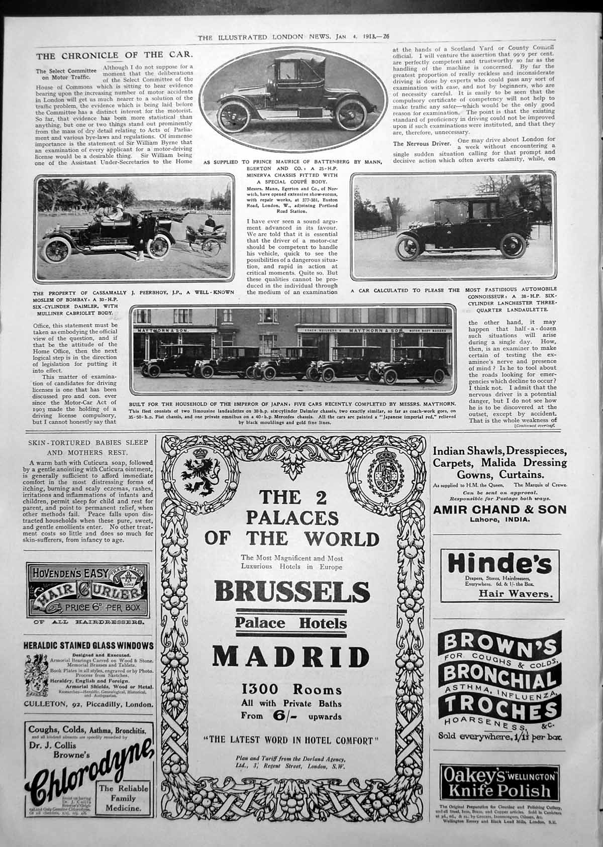 Antique Old Print Cars Daimler Limousine Landaulettes Beechaam'S Pills 1913 0