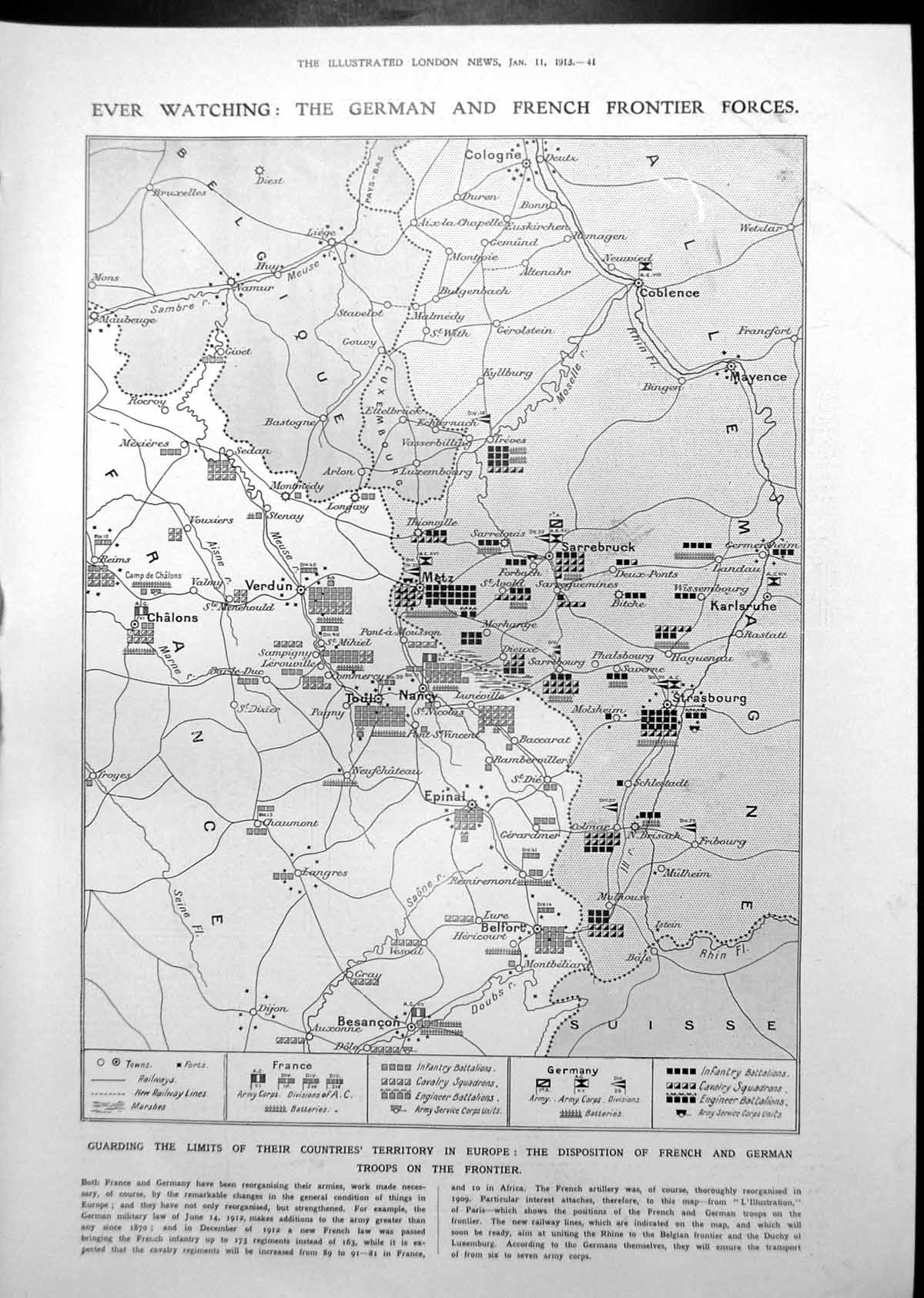 Antique Print German French Frontier Force Locations Papua New Guinea 1913 0