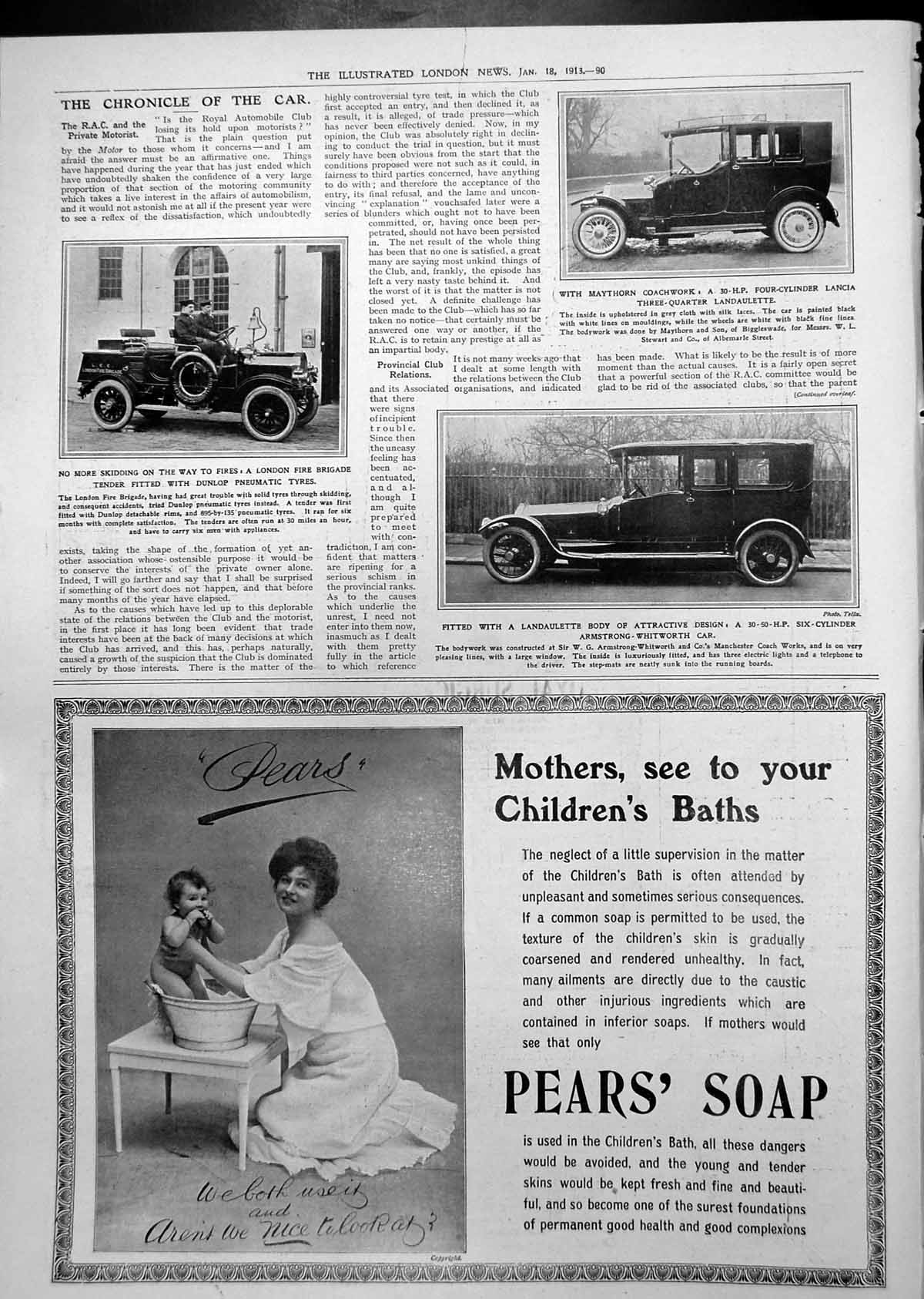 Old Print Armstrong-Whitworth Car Landaulette Angelus Piano Advert 1913 0 20th
