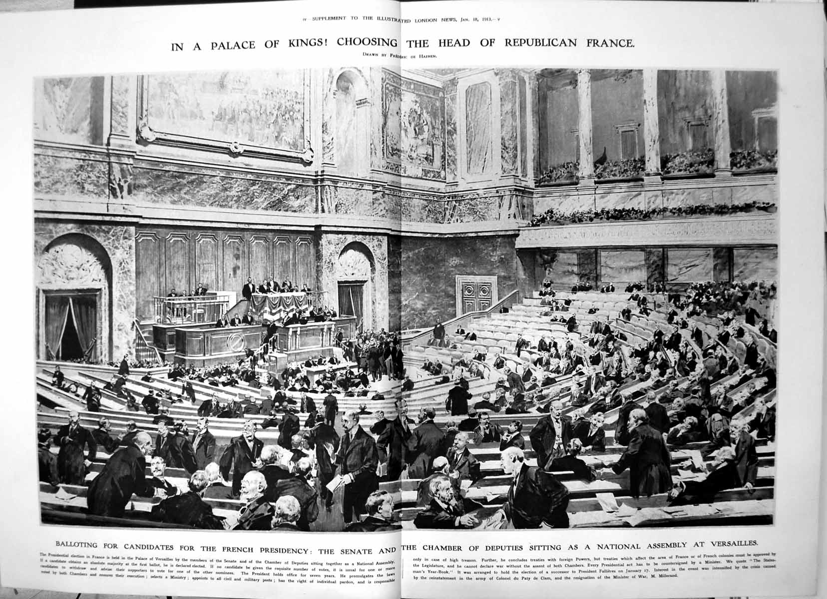 Old National Assembly Versailles Choose Head Republican France 1913 10 20th