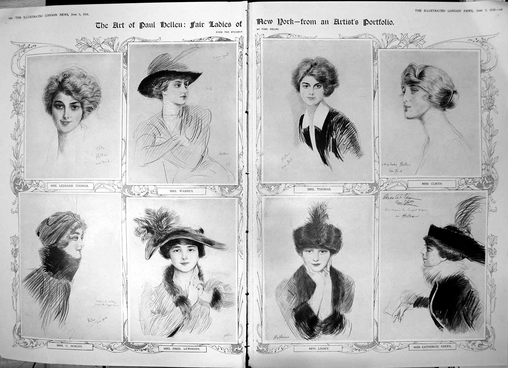 Old Damaged Portraits Women P Helleu Colour Alpine Et Compton 1913 10 20th