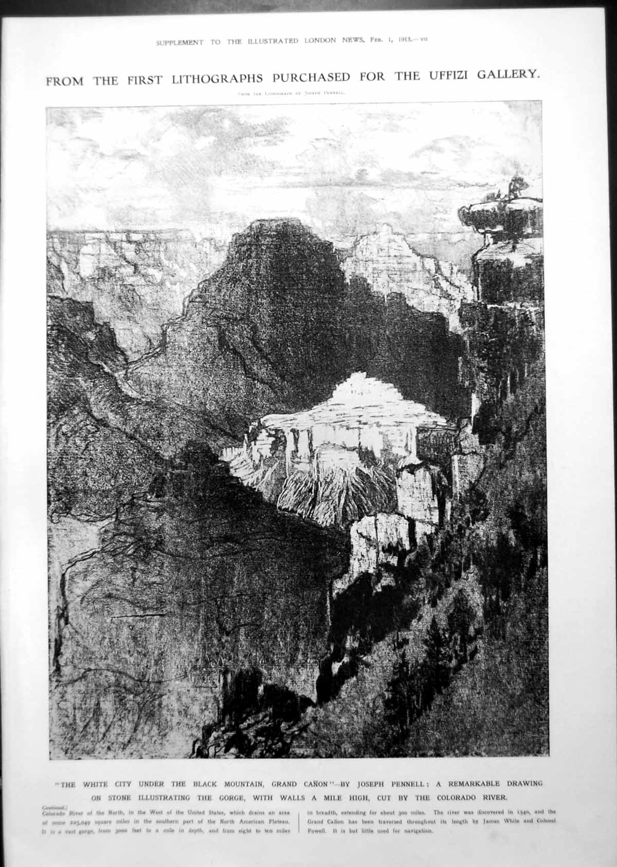 Antique Print Grand Canyon Jospeh Pennell Sleighing Sea Bottom Towed 1913 10