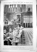 Antique Old Print King Queen Service Royal Chapel St. George Windsor 1913 10
