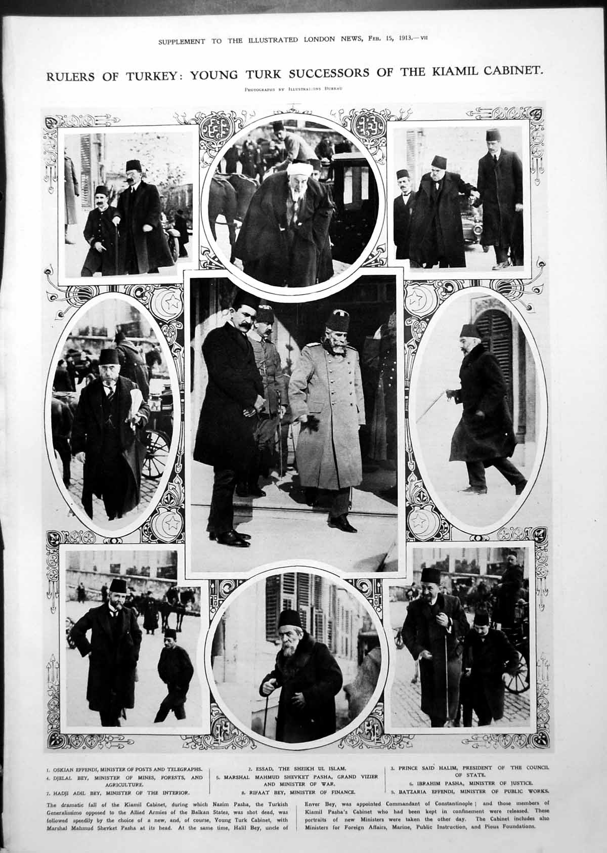 Old Print Young Turk Successors Kiamil Cabinet Alfred Von Tirpitz 1913 10 20th