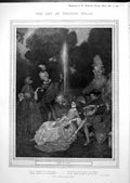 Old Print Art Edmund Dulac Clair De Lune Masked Dancer Music Colour 1913 20th