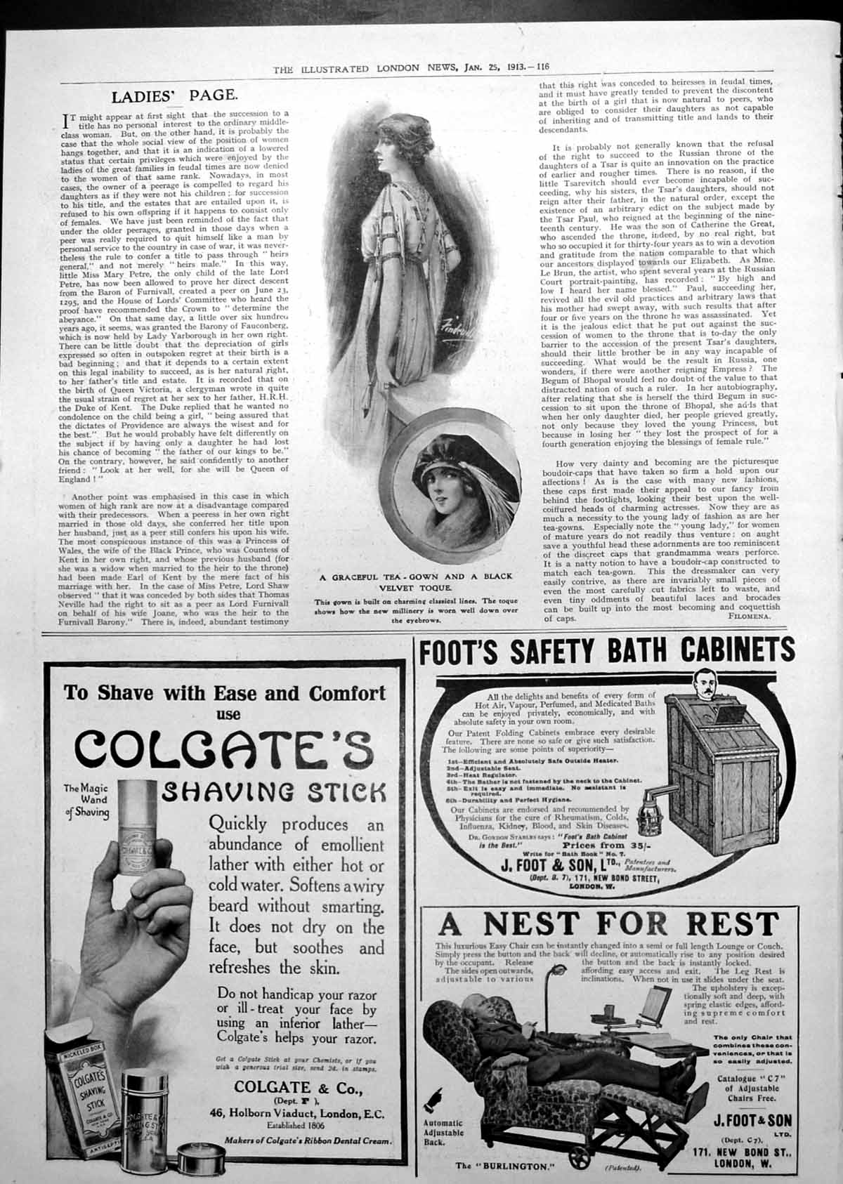 Antique Old Print Tea-Gown Velvet Toque Wolfe'S Schnapps Advertisement 1913