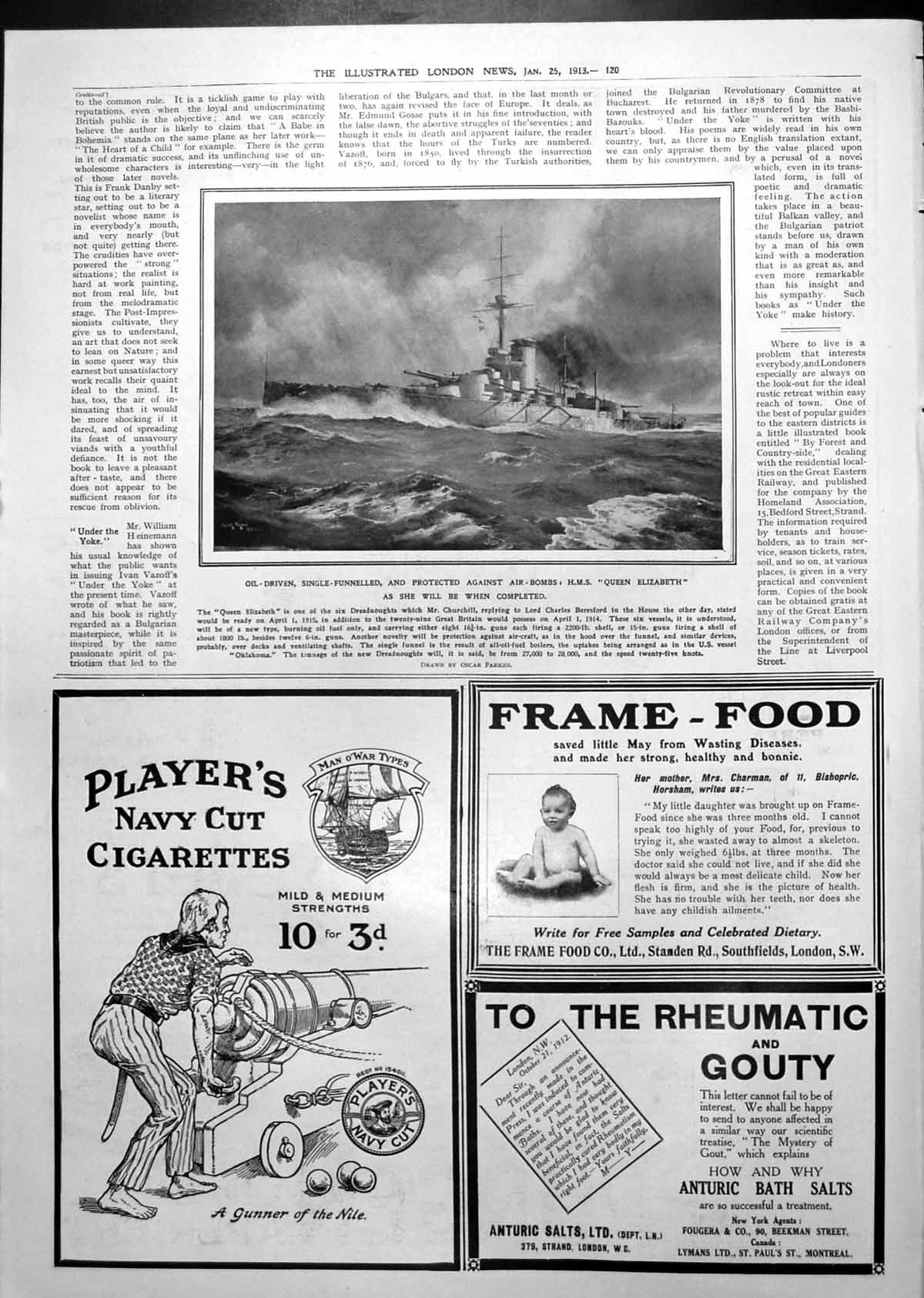 Old H.M.S. Queen Elizabeth As On Completion Scrubb'S Ammonia Ad 1913 20th