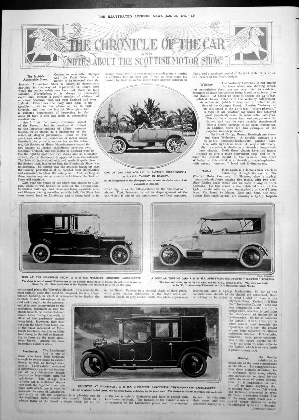 Old Print Cars Talbot Wolseley Armstrong-Whitworth Antexema Advert 1913 20th
