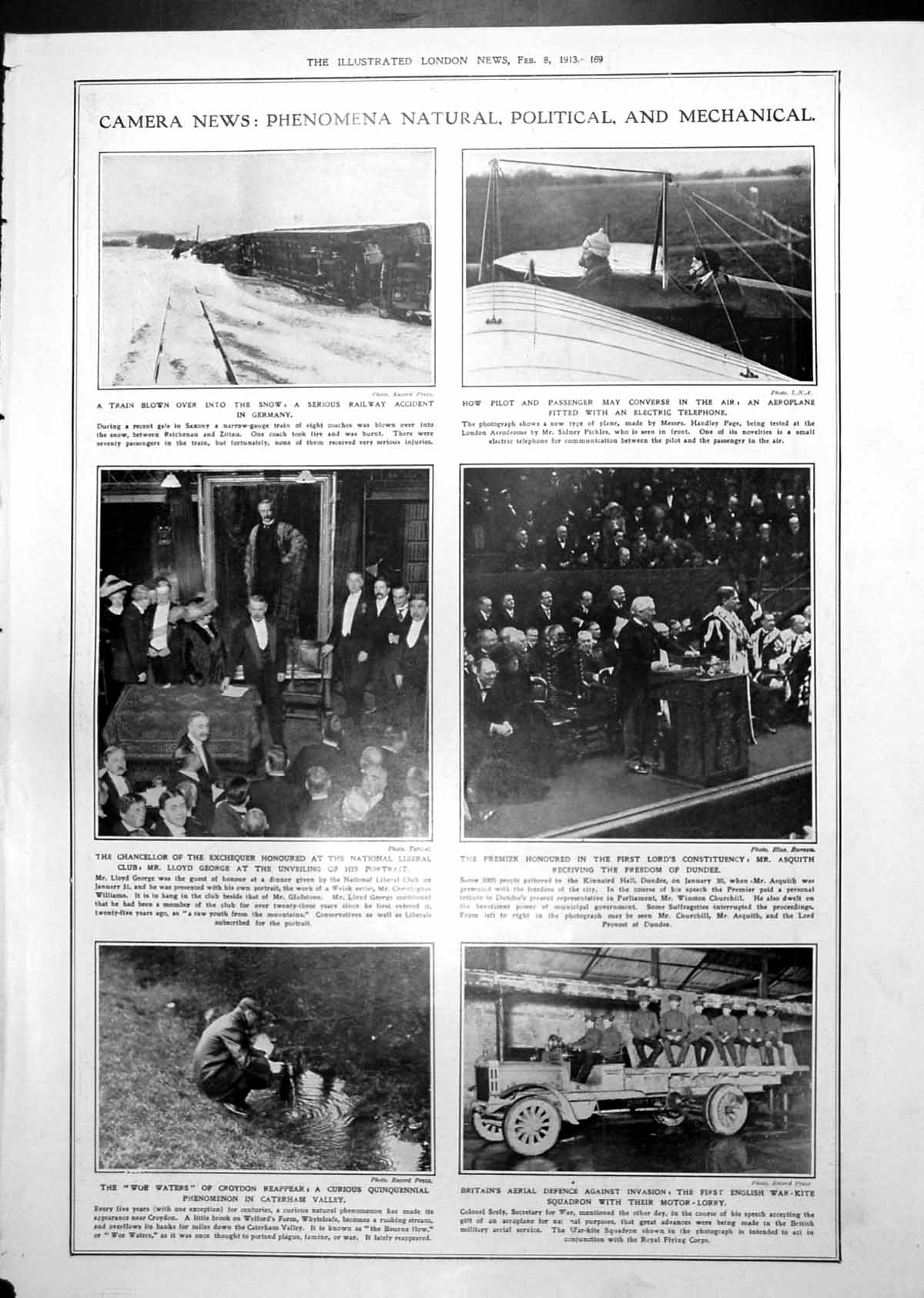 Old Print Train Blow Over Snow Germany Funeral Nazim Pasha Turkish 1913 20th