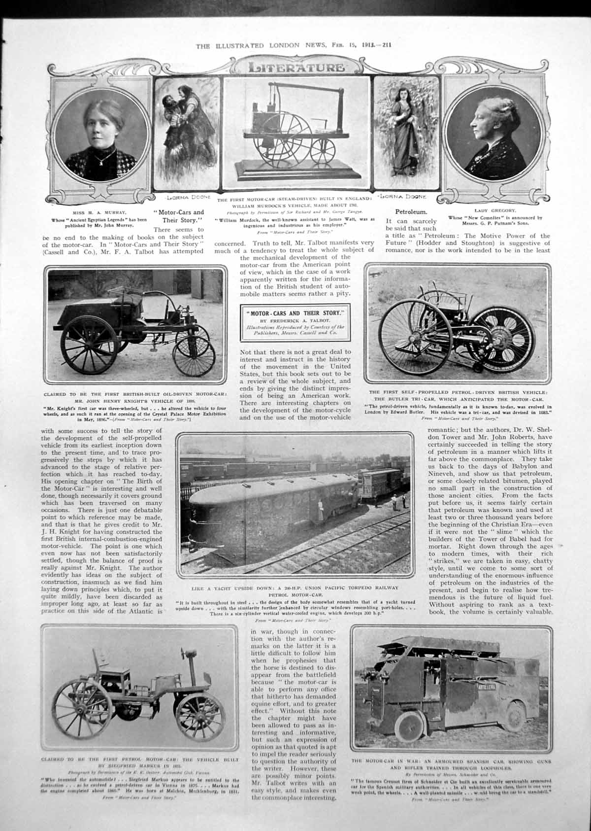 Old Oil-Driven Motor Car Union Pacific Petrol Railway Aeroplanes 1913 20th
