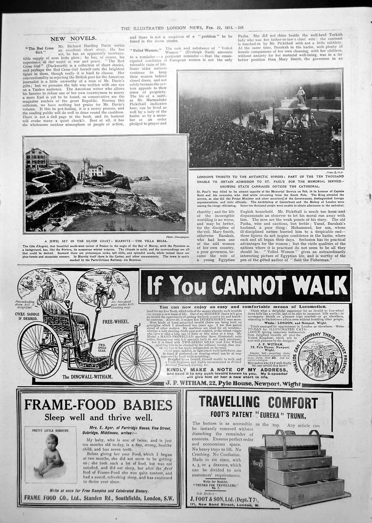 Old Biarritz Villa Belsa Ten Thousand Crowd Antartic Heroes Ads 1913 20th