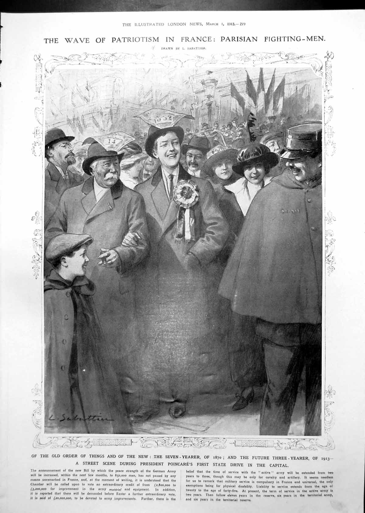 Old Print President Poincares Supporters Taking Office M Fallieres 1913 20th