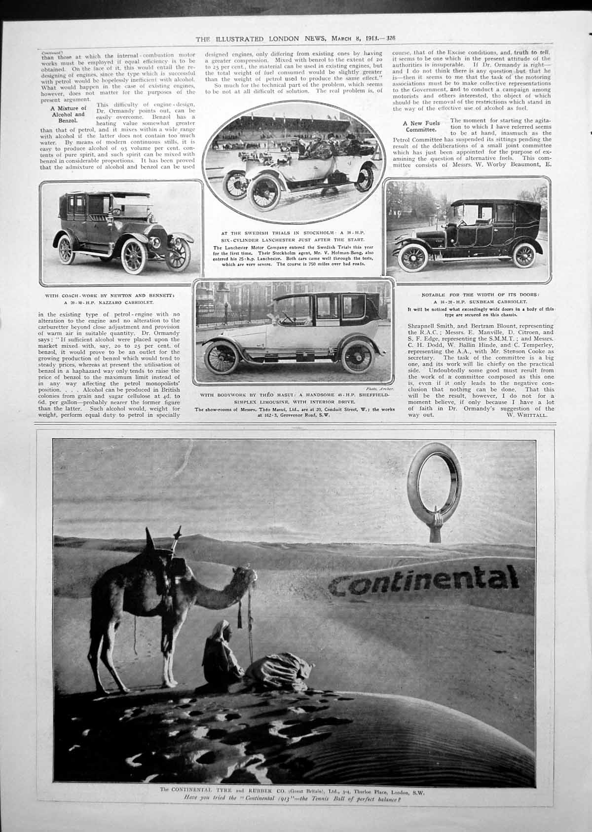 Antique Old Print Cars Lanchester Nazzaro Cabriolet Adverts Mellin'S 1913 20th