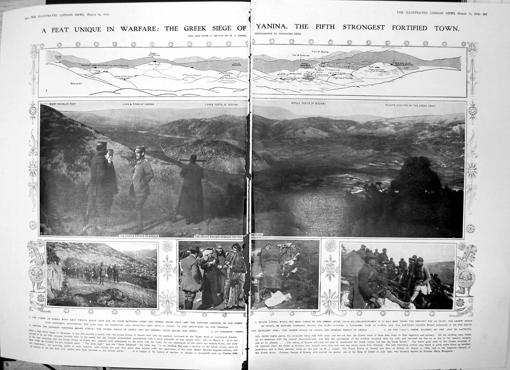 Old Print Damaged Greek Siege Yanina Fifth Strongest Fortified Town 1913 20th
