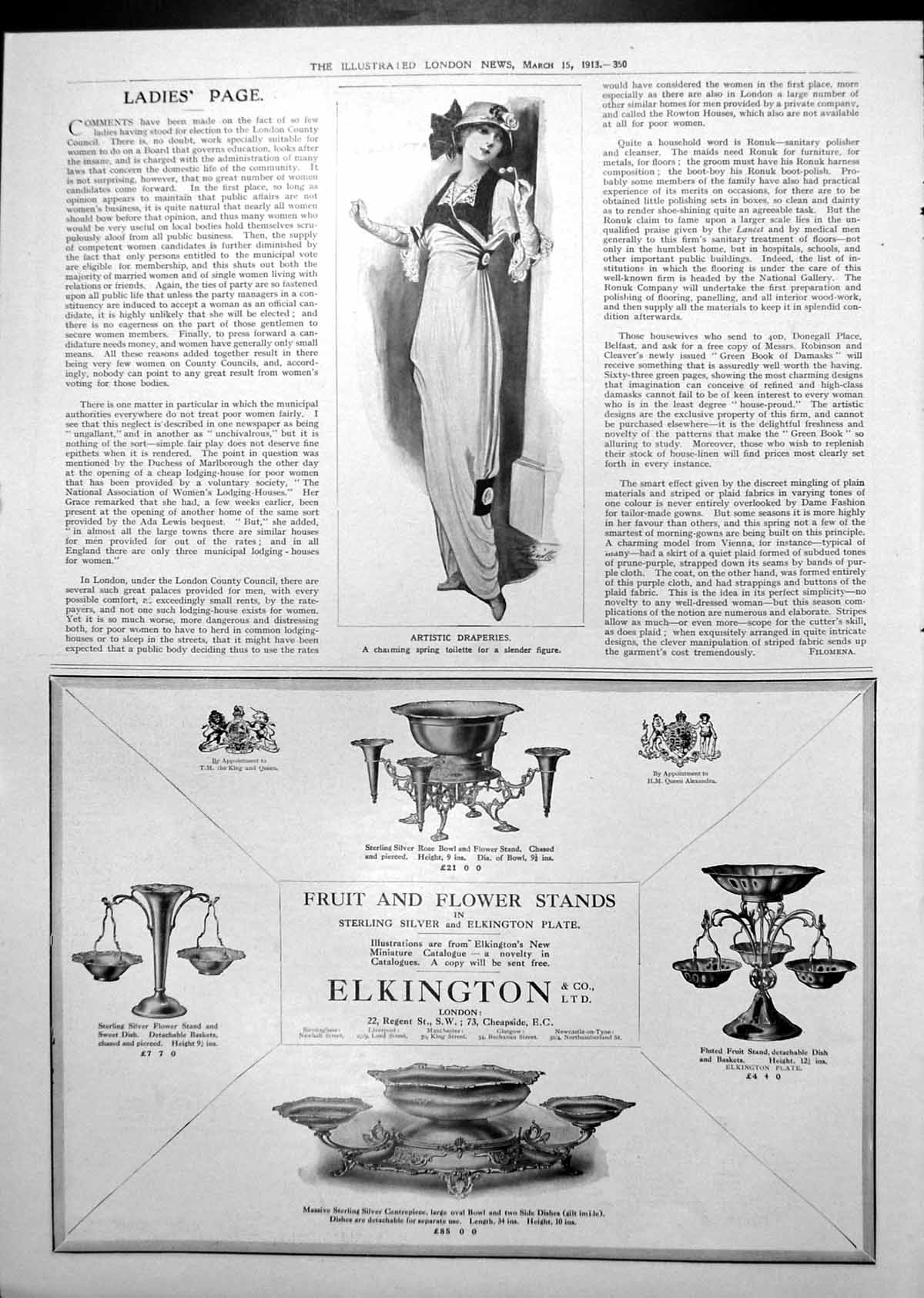 Antique Old Print Spring Dress Slender Figure Harlene Hair Advert Cocoa 1913