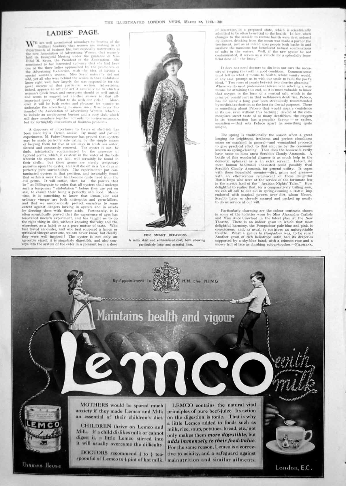 Old Print Satin Skirt Embroidered Coat Usher'S Whisky Indispensible 1913 20th