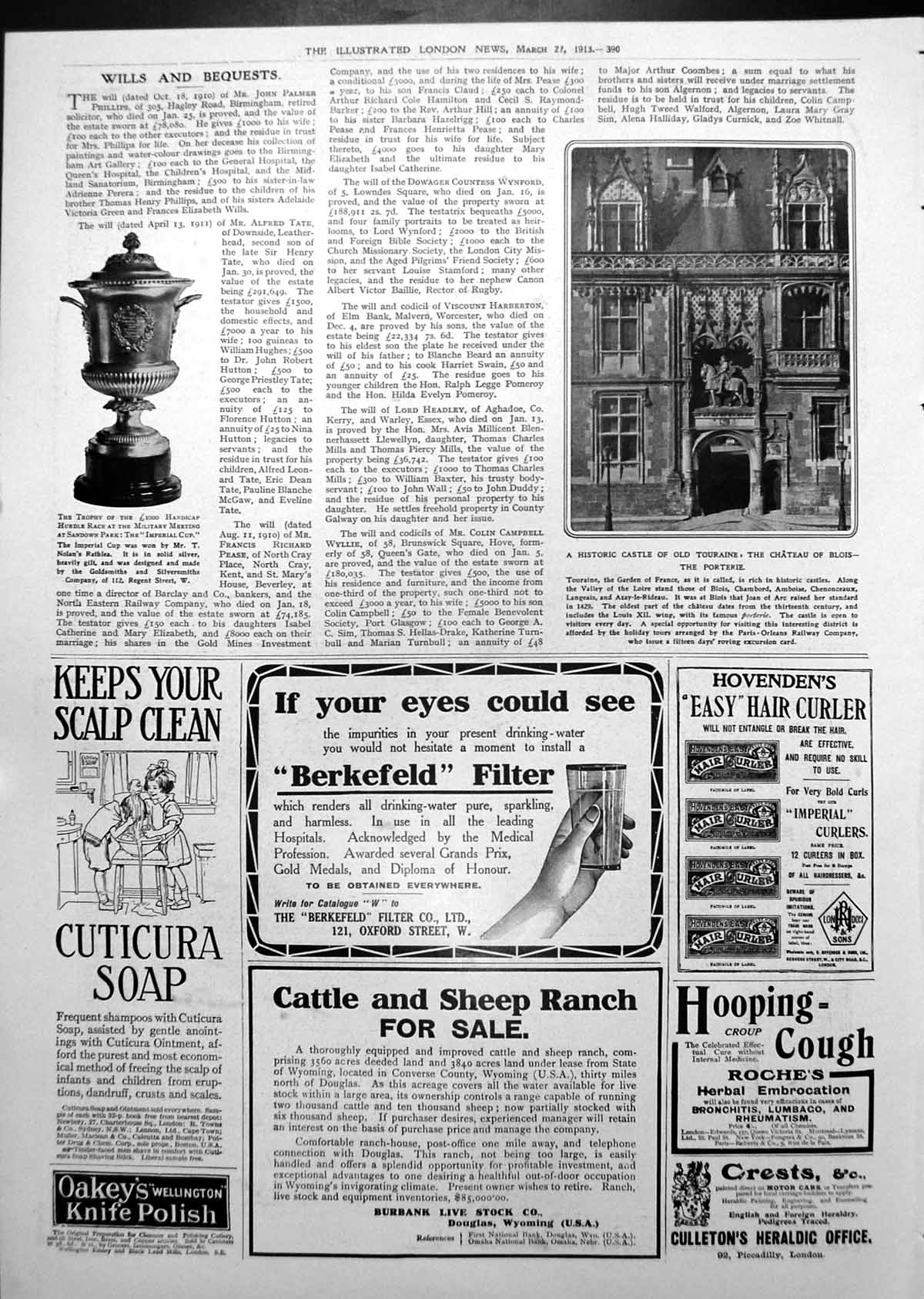 Antique Old Print Castle Touraine Chateau Blois Pinaola Piano Advert 1913 20th
