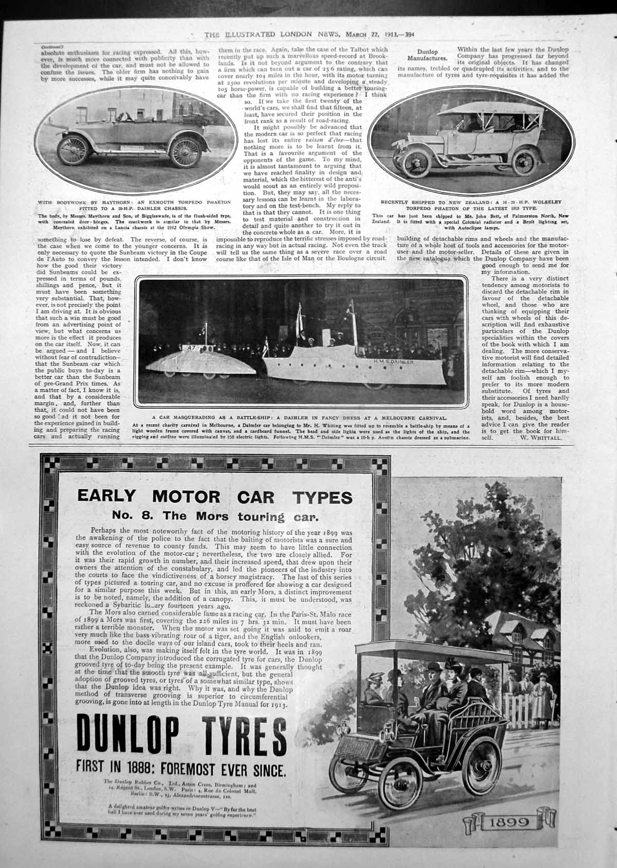 Antique Print Exmouth Torpedo Phaeton Car Talbot World Record Advert 1913 20th