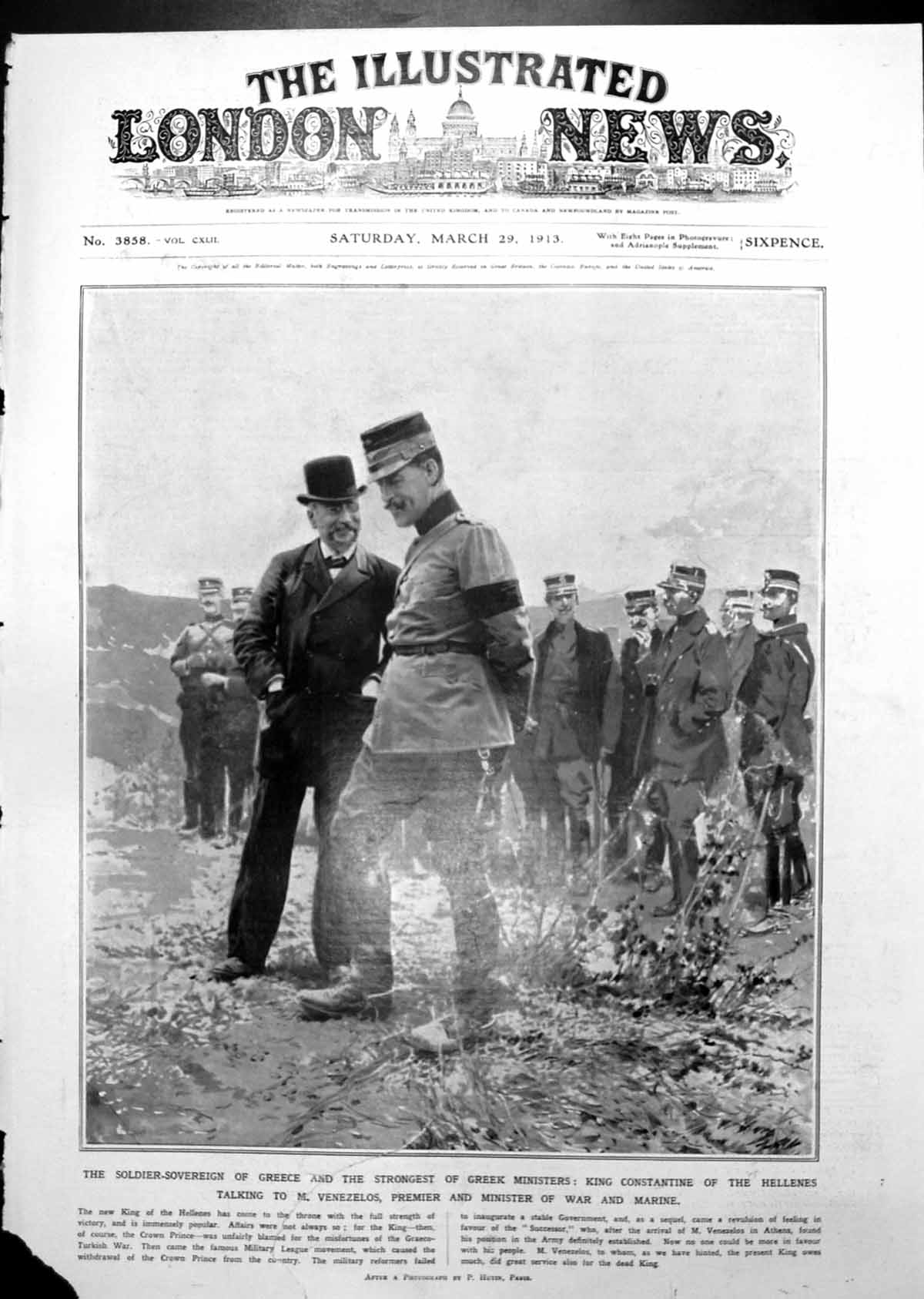 Antique Print King Constantine Hellenes Talking To M Venezelos Premier 1913