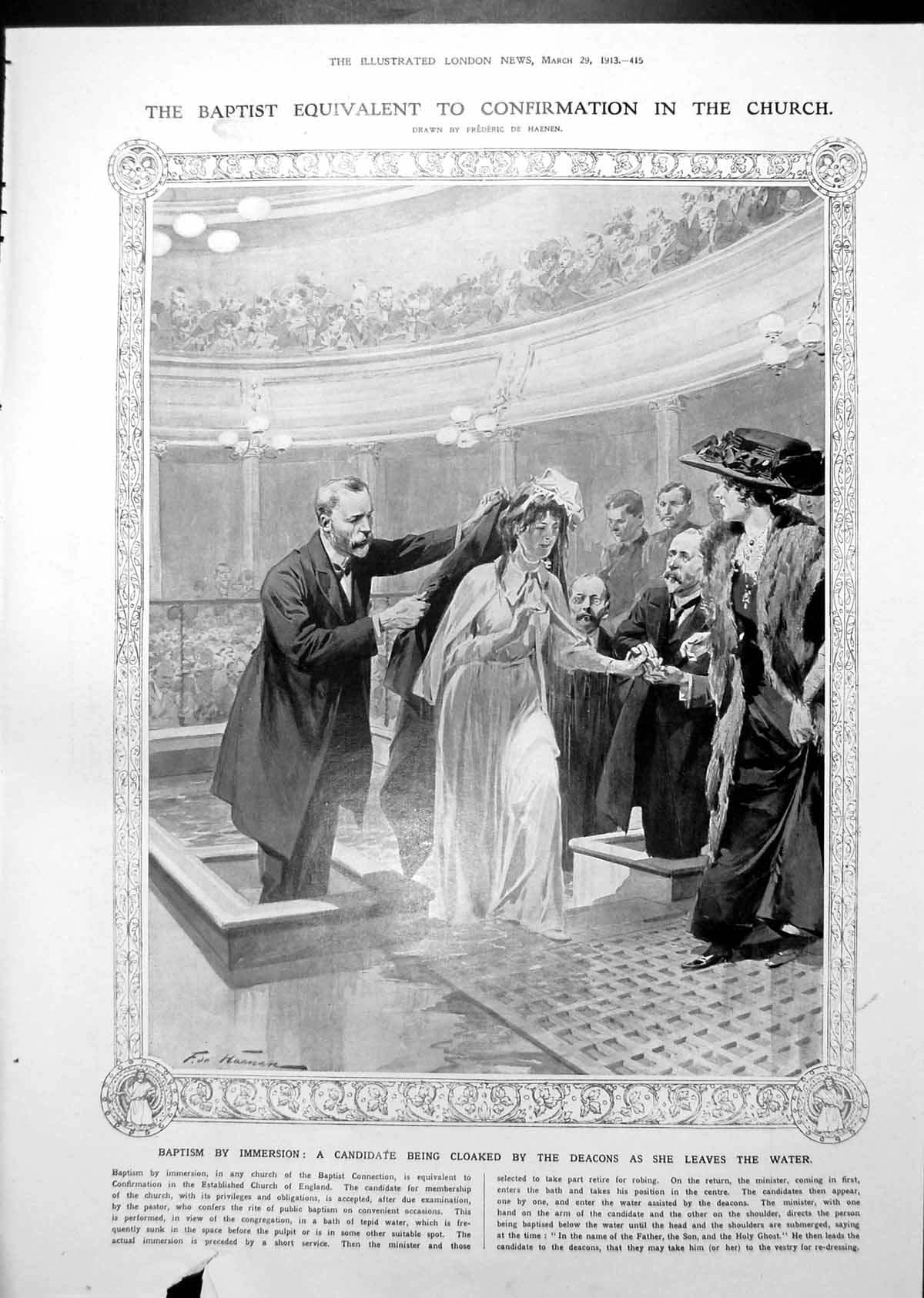 Antique Print Baptism By Immersion Cloaked Woman Eothen Illustrations 1913