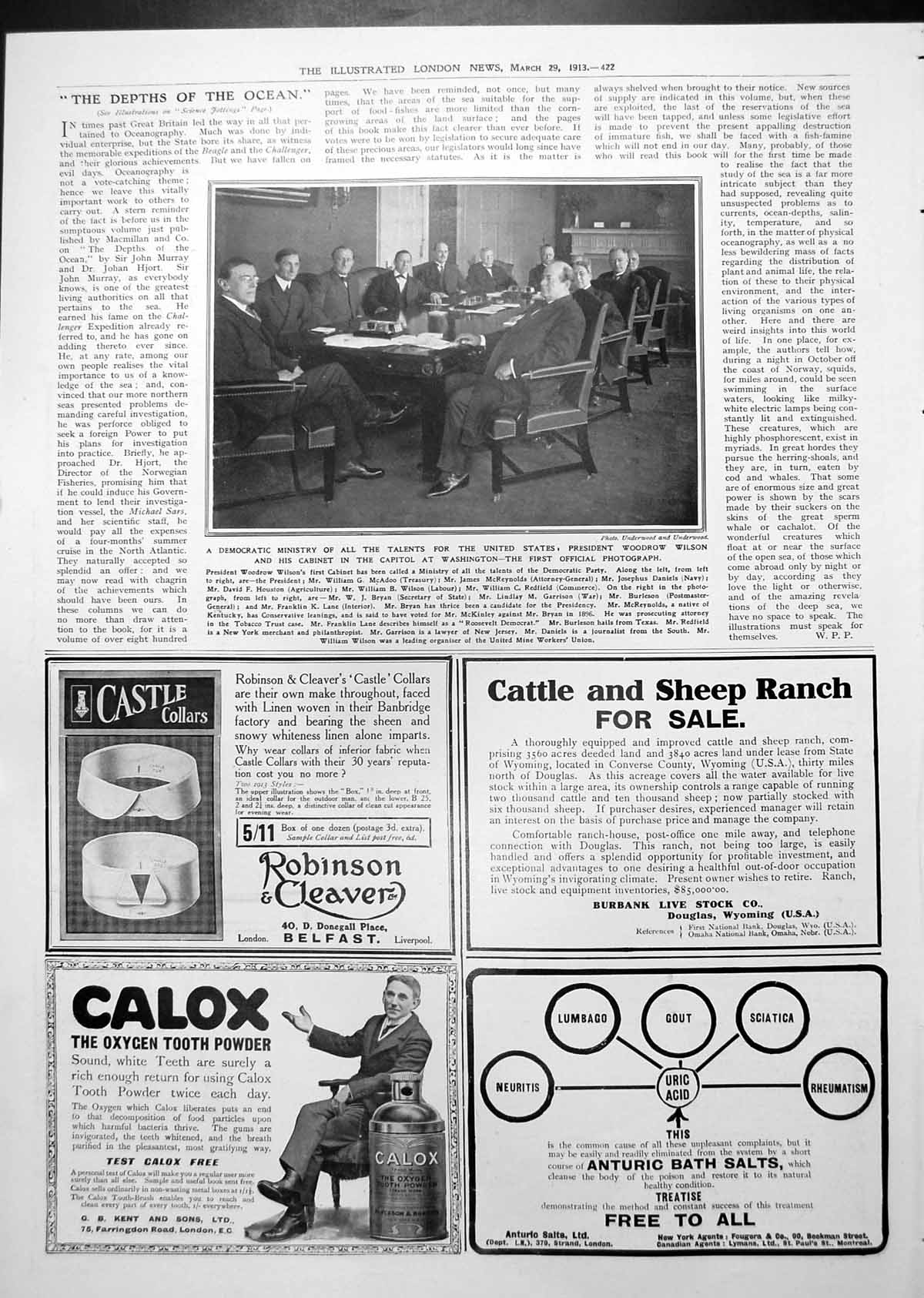 Old Print President Woodrow Wilson Cabinet Library Lounge Chair Ad 1913 20th