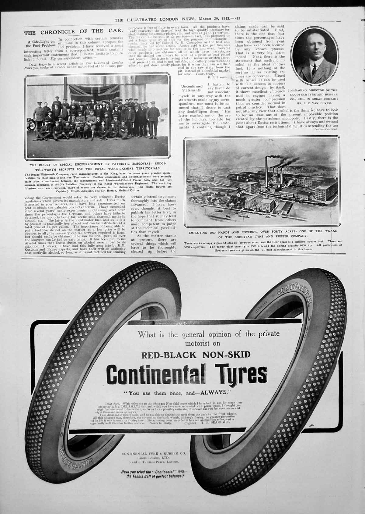 Antique Print Goodyear Tyre Rubber Works Factory Aeolian Orchestrelle 1913