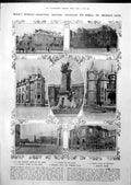 Antique Old Print Damaged Shell Damage Mexico City Fire Grate St. Agnes 1913