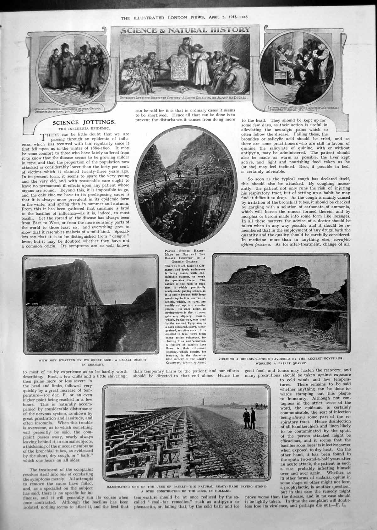 Antique Print Basalt Quarry Germany Paving Stone Holland Smart Coatee 1913