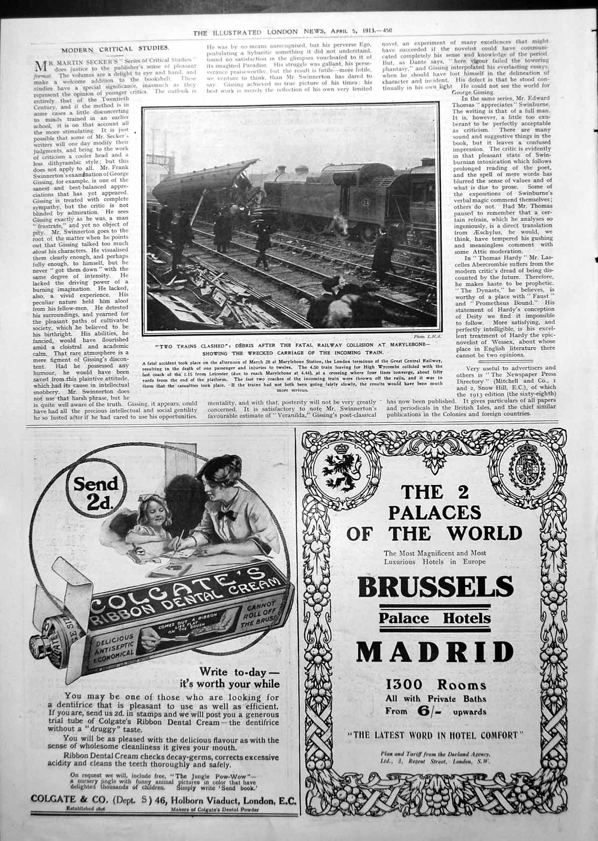 Old Fatal Railway Collision Marylebone Allenbury'S Food Advert 1913 20th
