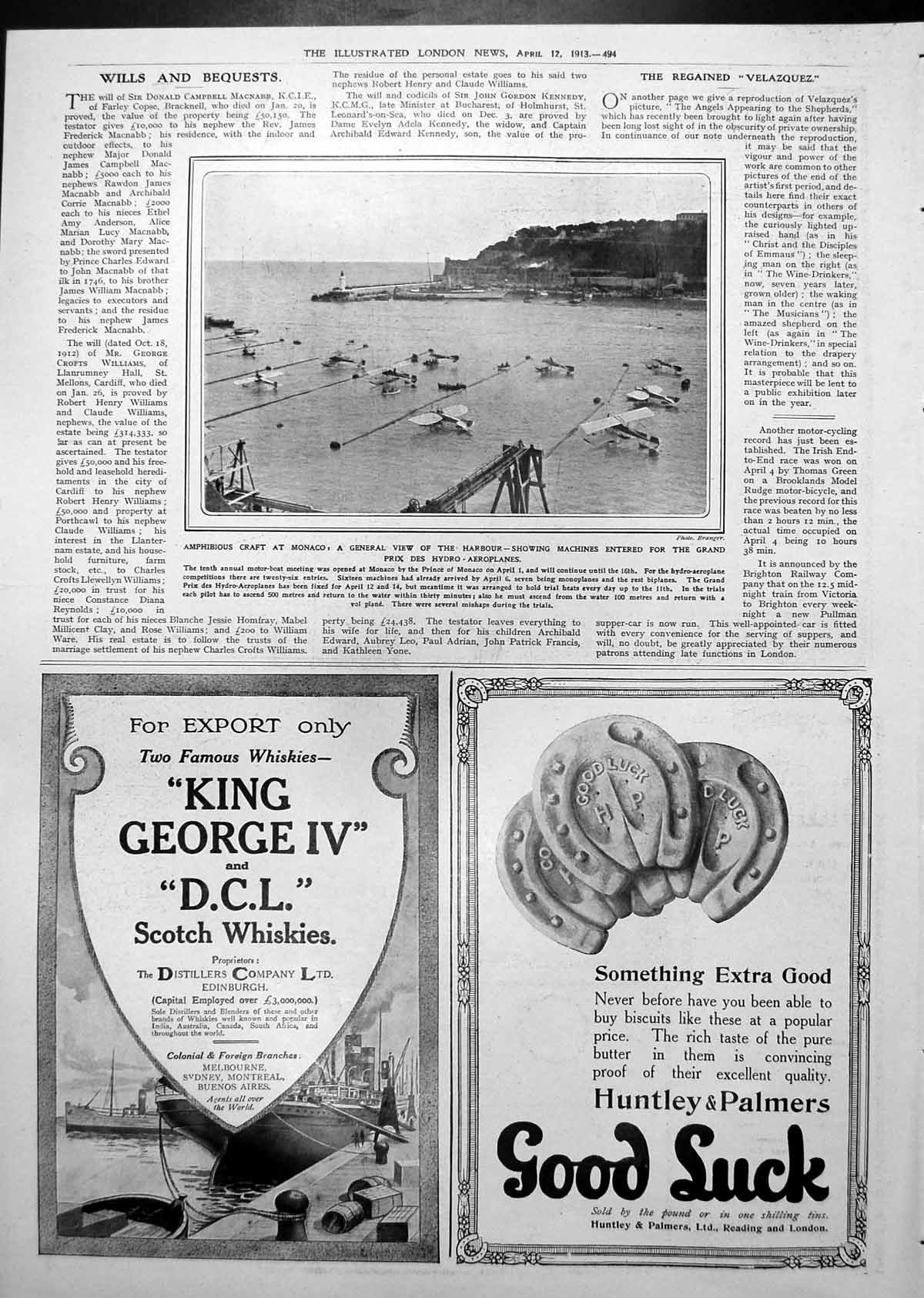 Old Amphibious Craft Monaco Harbour Michelin Tyre Signs Advert 1913 20th