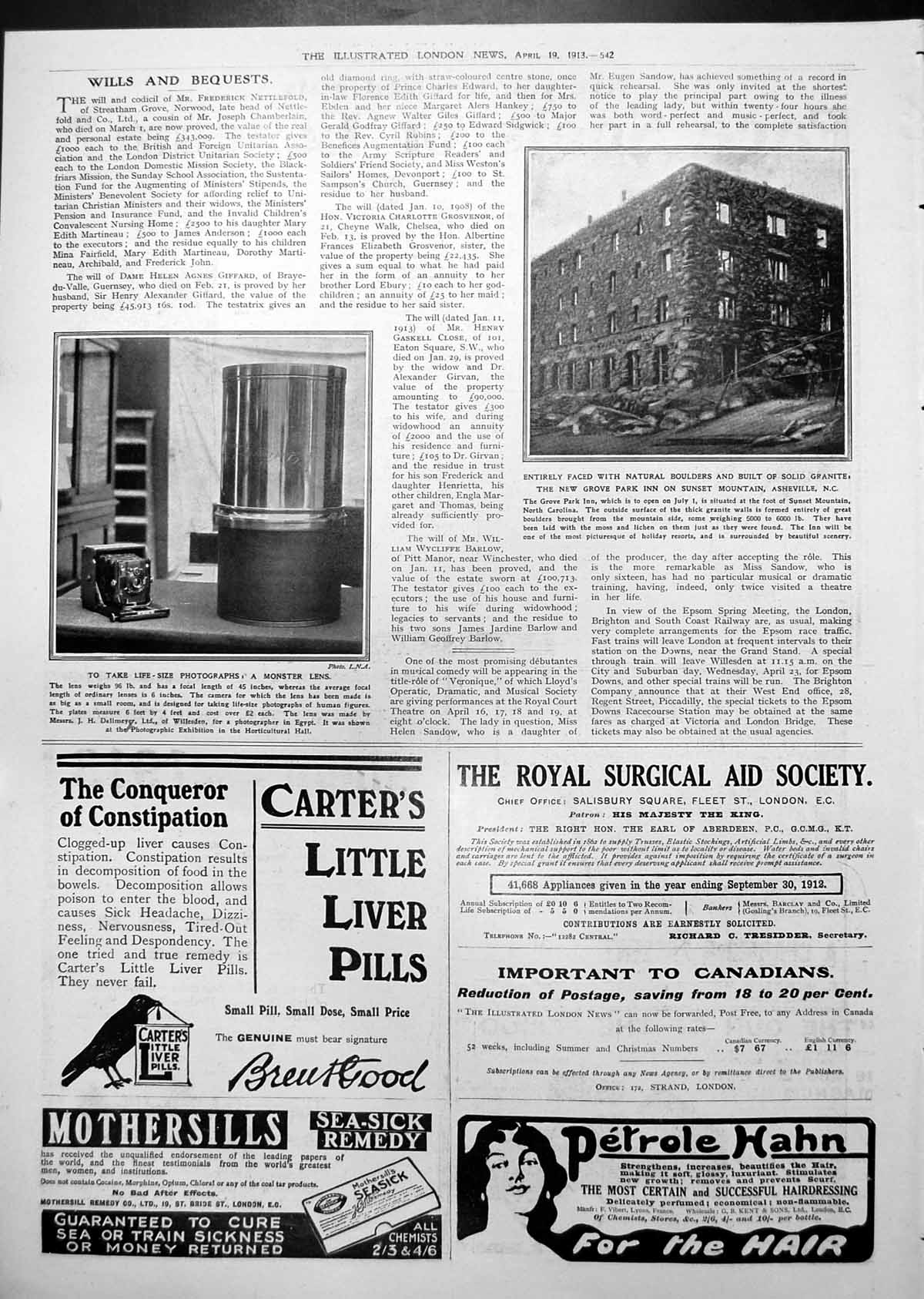 Old Print Grove Park Inn Nc Usa Goodyear Tyres Advert Peugeot Rover 1913 20th