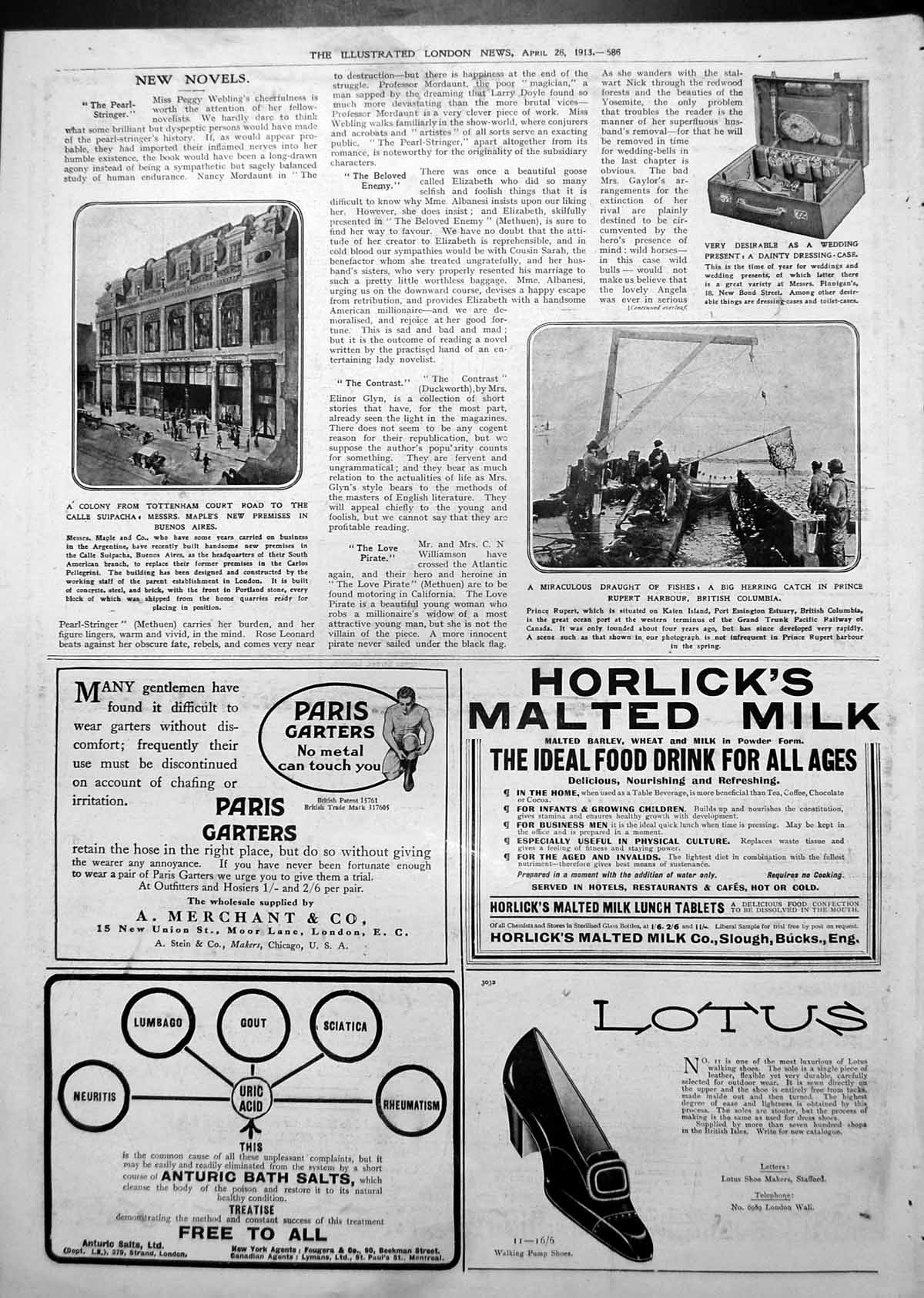 Antique Old Print Herring Catch Prince Rupert Harbour Bc Puttee Advert 1913