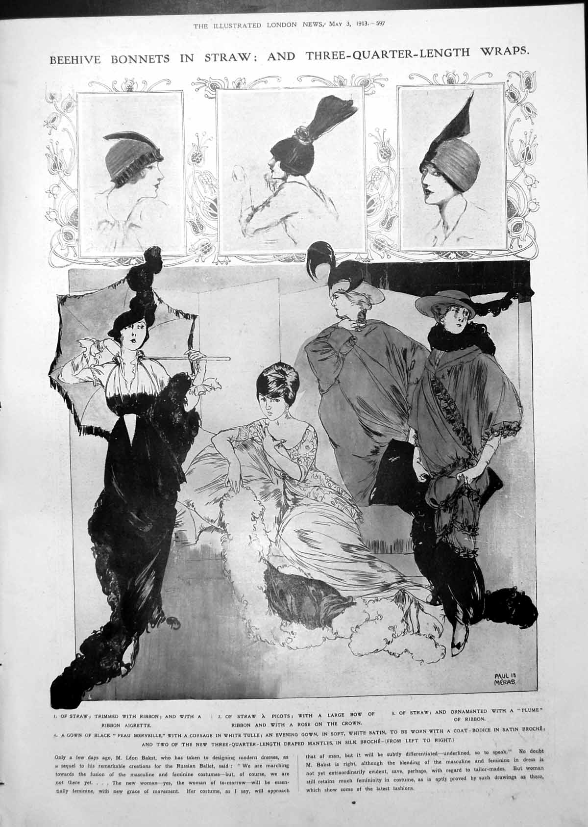 Antique Print Beehive Straw Bonnets Wraps Motor Car Abyssinia Scenes 1913 20th