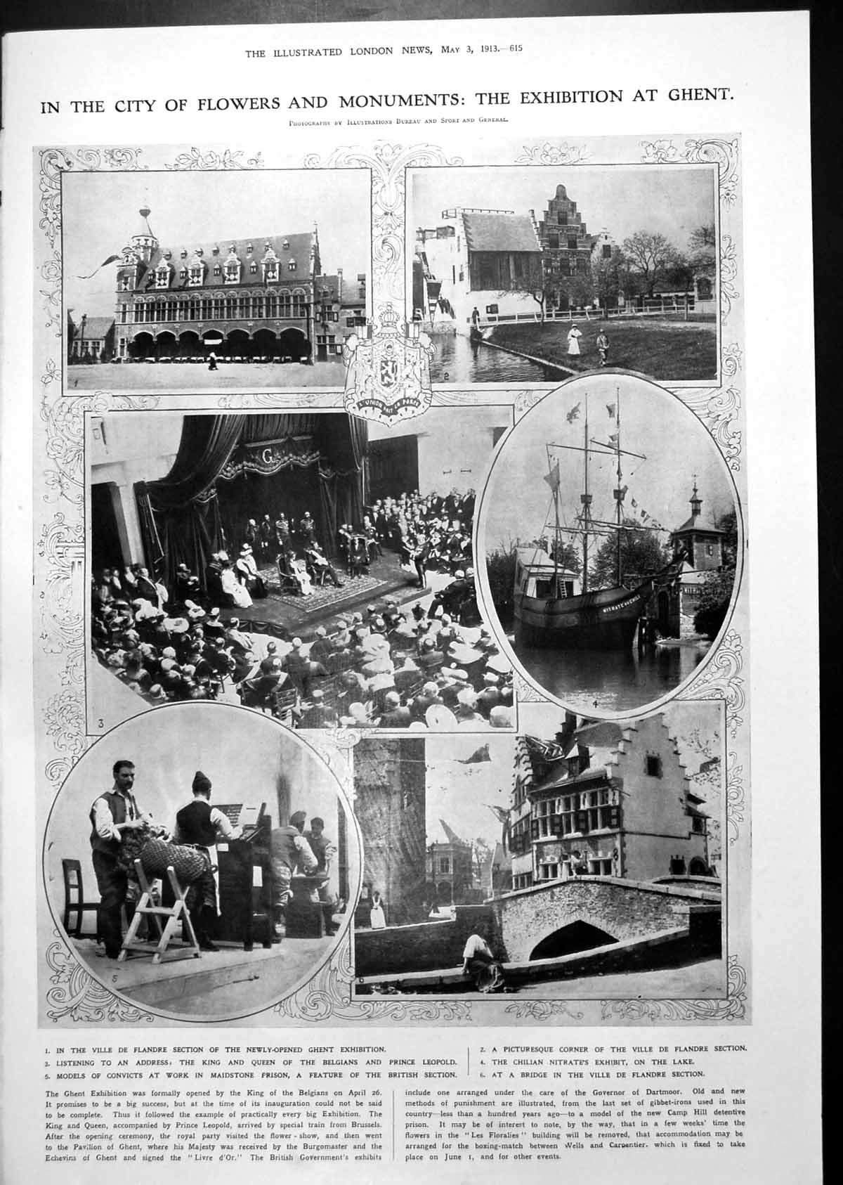 Antique Old Print Exhibition Ghent Easter Gale Swept Away Worthing Pier 1913