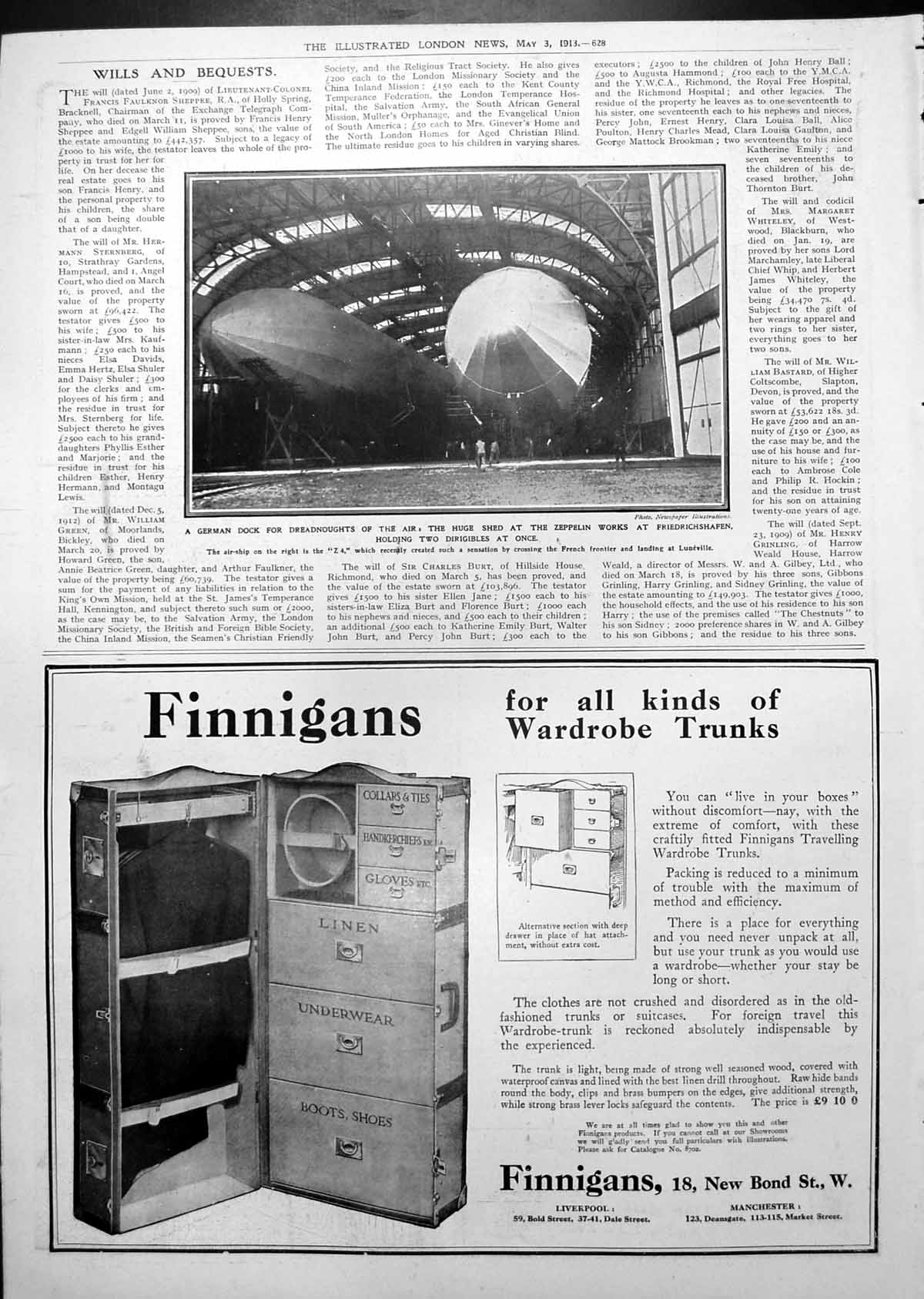 Antique Print German Dock For Dreadnoughts Friedrichschafen Dirigibles 1913