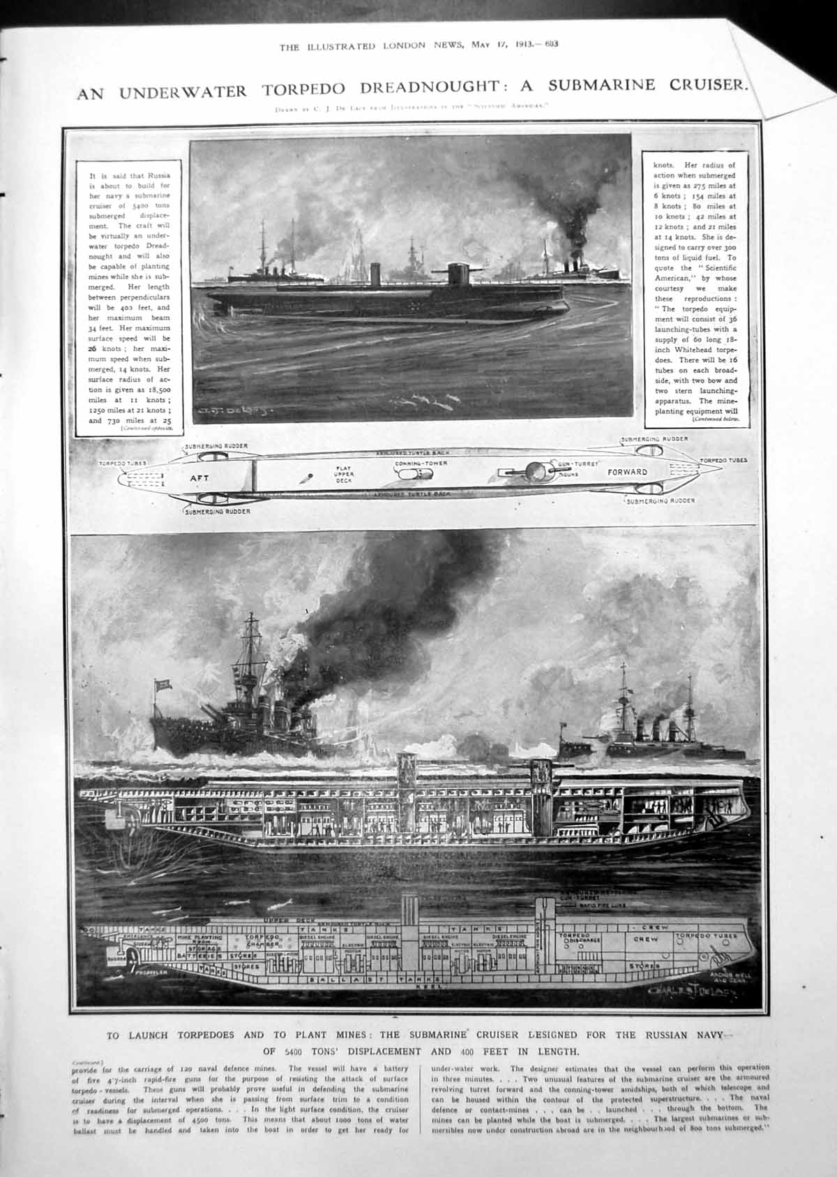 Old Submarine Cruiser Russian Navy Floods Scotland Brechin Perth 1913 20th