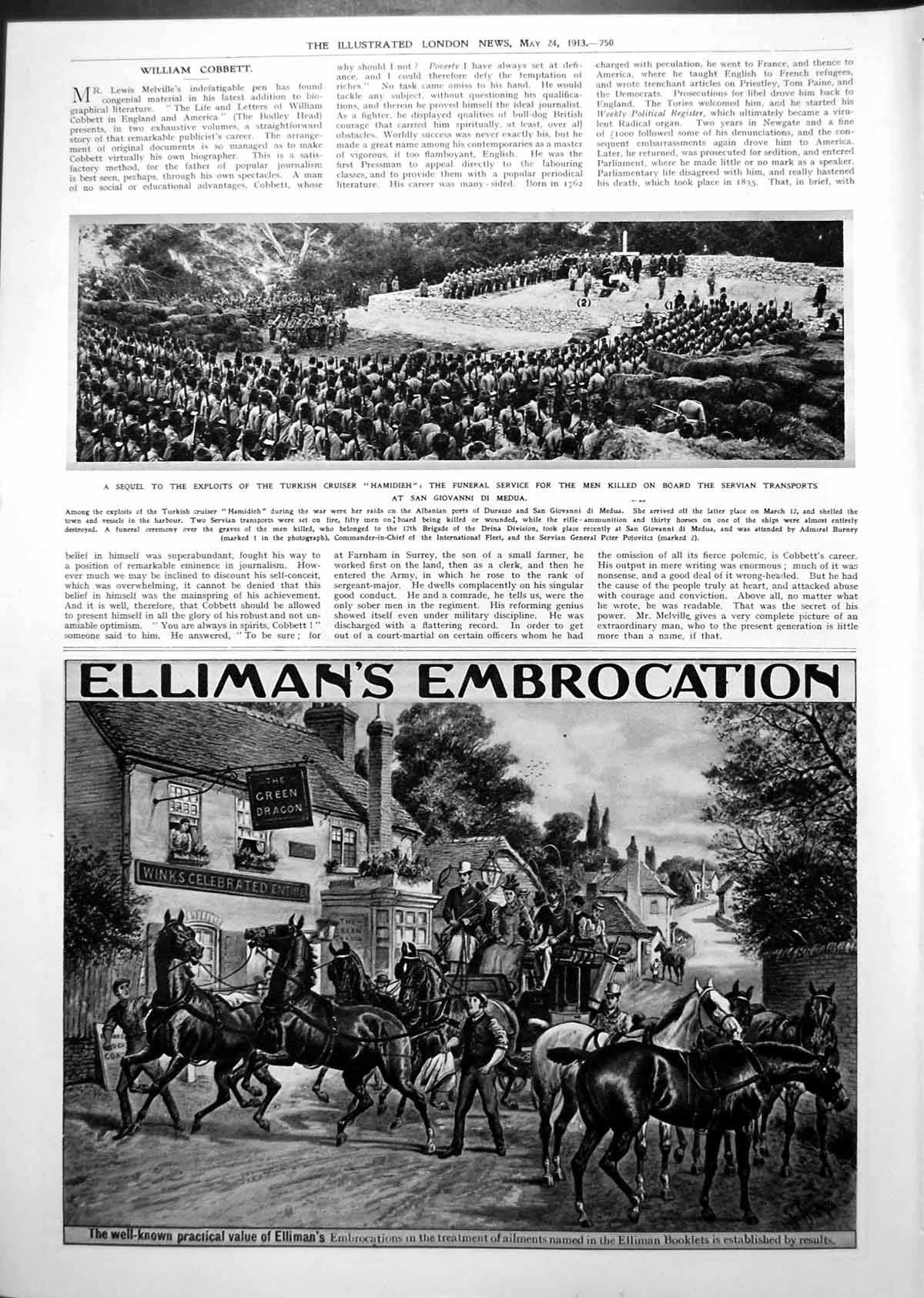 Old Print Funeral Service Men Killed Servian Transports San Giovanni 1913 20th