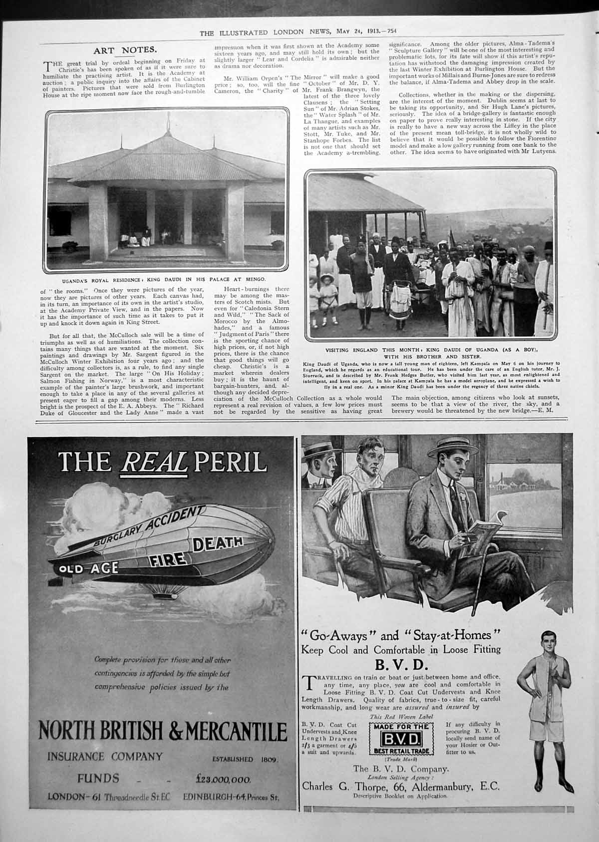 Old Print King Daudi Palace Mengo Uganda Seen As Boy Visitng Britain 1913 20th